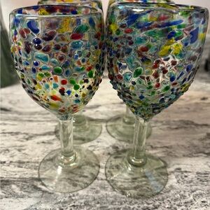 Mexican confetti glass - 4 wine glasses